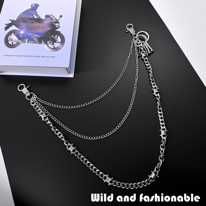 3-Layer Pants Chain for Men Women Trousers Pocket Belt Wallet