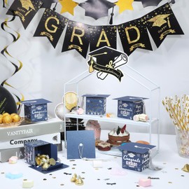COTOPHER 36 Pack Mini Graduation Cap Gift Boxes with Tassel, Class of 2025 Graduation Candy Boxes Centerpieces for Tables Party Decorations, Small Treat Chocolate Box Graduate Favors Supplies
