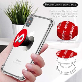 PKYAA 8 Pack Sticky Adhesive Compatible with Socket Base, Double-Sided Replacement Tape for Collapsible Grip & Stand Back, 4pcs Sticker Pads for Car Magnetic Phone Holder