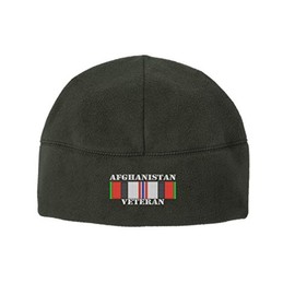 USAMM Afghanistan Campaign Veteran Embroidered Beanie Watch Cap (Green)
