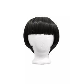 8'' Short Straight Bob Cut with 5'' Bangs Natual Black Wig NEW