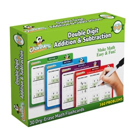Channie’s Double Digit Addition and Subtraction Flash Cards, 30 Dry Erase Educational Math Flash Cards for Kids, Ideal for 1st to 3rd Grade, Level 2 Color-Coded Cards, 360 Two-Digit Problems