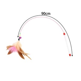 Cat Toy, Feather Toy, Cat Toy, 35.4 inches (90 cm), Elasticity, Natural Bird Wing Stick with Bell Included, 6 Replacement Feathers, For Cats with Bell, Stress Relief, Lack of Exercise, Cat Supplies,