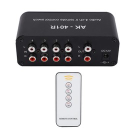 Kadimendium Audio Switch 1 In 4 Out DC 12V RCA Signal Selector Audio Splitter Audio Switcher Box with Remote Control For Computer Smartphone Audio System