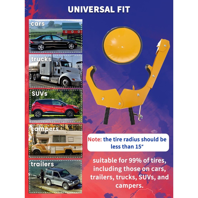 Punmew Trailer Wheel Lock 2 Pack Heavy-Duty Adjustable Anti-Theft Trailer
