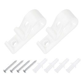 sourcing map 2Pcs 50x15mm Roller Shade Chain and Cord Hold Down, Curtain P Clip Fixation Hooks, Bead Chain Tension Device with Screws for Roller Blinds, Roman Shades, White
