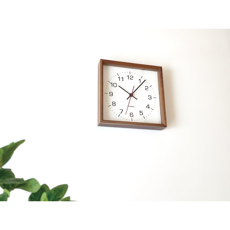 KATOMOKU muku square clock 2 km-65BRC Wood Walnut Continuous Second