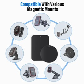 APPS2Car Piastre metalliche per supporto magnetico per telefono, dischi metallici di ricambio universali con forte adesivo, 3 piastre rotonde e 3 rettangolari per supporti auto e supporti magnetici