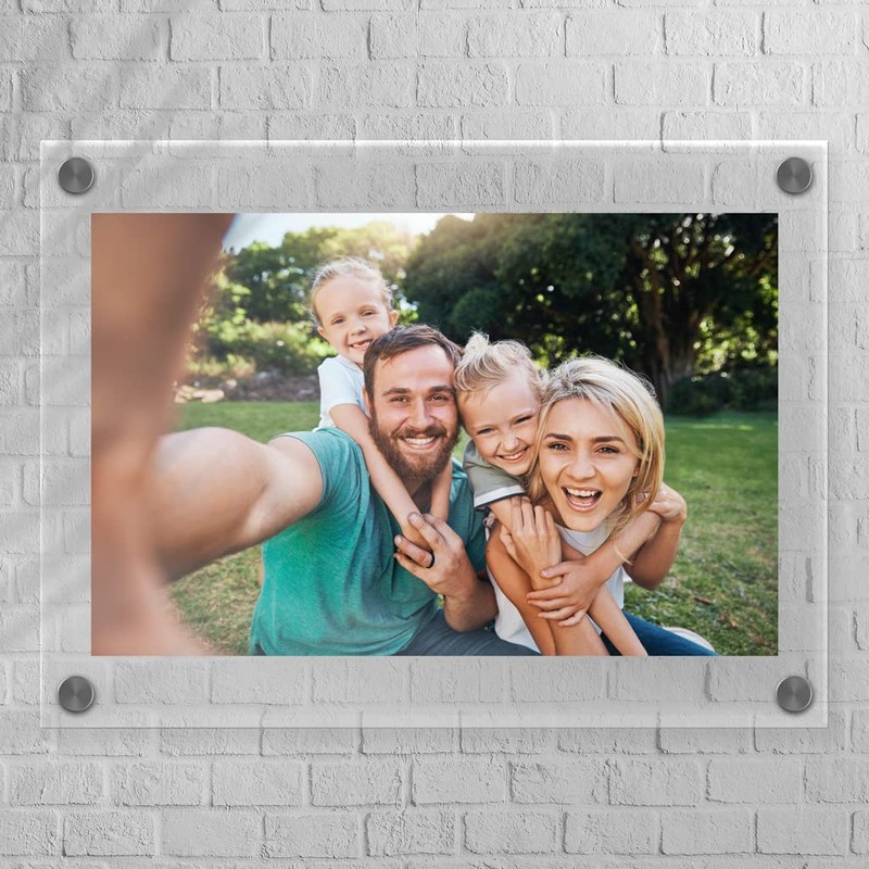 Acrylic Frame with Spacers for Wall Mounting, Plexiglass Double Clear