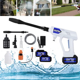 21V Cordless Electric Pressure Washer, Portable Power Cleaner with 2 x 1.5Ah Battery & Charger, 5M Hose, Quick Connect, Adjustable Spray Nozzles, Foam Cannon, for Car/Driveway/Patio Cleaning