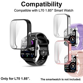 smaate Watch Cases Compatible with QONBINK L70 1.85” Smart Watch, TPU Case with Screen Protector, Protecting Watch Body & Screen