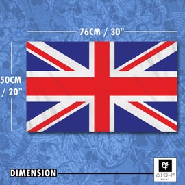 AKH® 76CM x 50CM Britain GB Union Jack UK National Flag with Hanging Strings | Reusable Flag for Coronation Sports Events Pub BBQ Royal Theme Decorations Banner Indoor Outdoor | Printed Both Sides