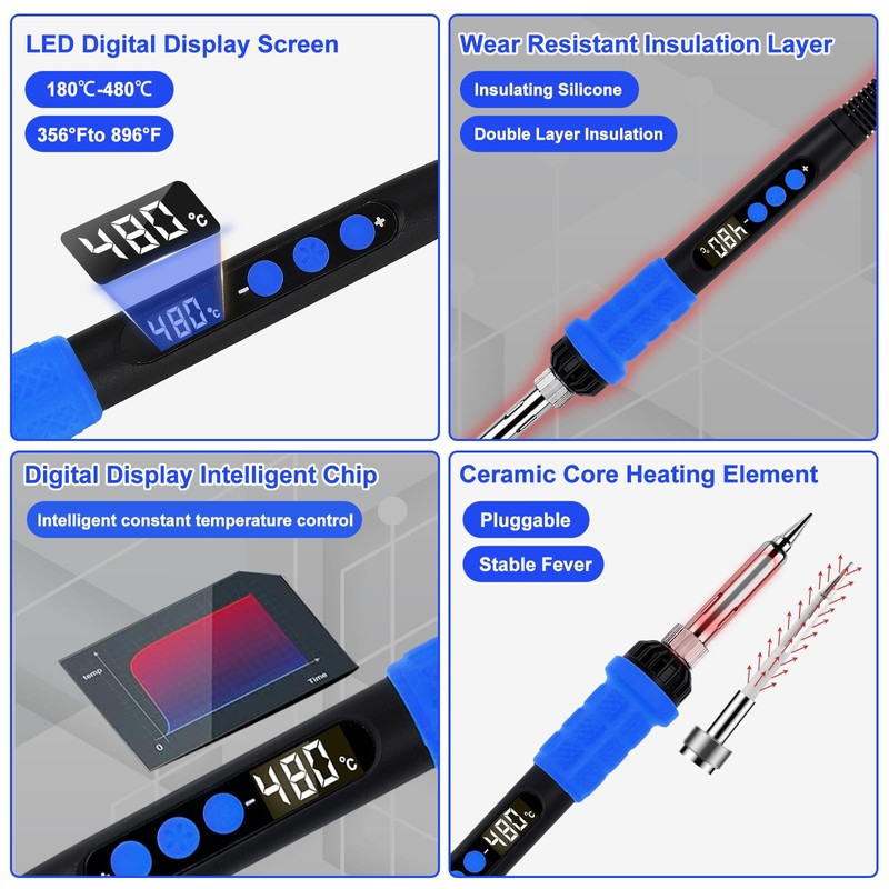 AOBOPLE Soldering Iron Tips for Threaded Inserts Set Include 90W