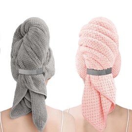 SOYANGNEK ヘアドライタオル 2枚セット 髪の毛 高速吸水 速乾 両用 バスタオル マイクロファイバー製 ビッグフェイスタオル 大人も子供も使え 耐久性 バス用品