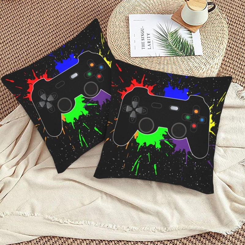 Oplp Game Joystick Black Background Throw Pillow Covers Set of