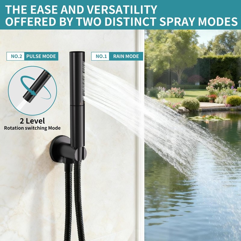 Shower Faucet Set,10-Inch Round Rainfall Showerhead with Dual-Function Handheld Spray,Brass
