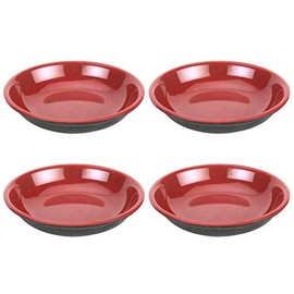 JapanBargain 2379, Set of 4 Dipping Bowls Soy Sauce Dishes Snack Side Dish Bowl Seasoning Dishes, 3.75 inches Diameter, Black and Red Melamine