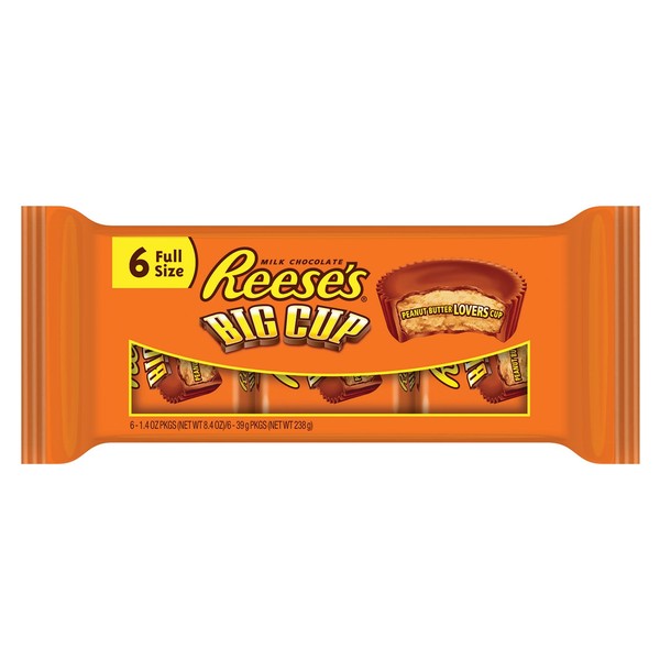 REESE'S BIG CUP Peanut Butter Cup, Milk Chocolate Covered Peanut Butter Cup Candy, 8.4 Ounce Package (Pack of 4)