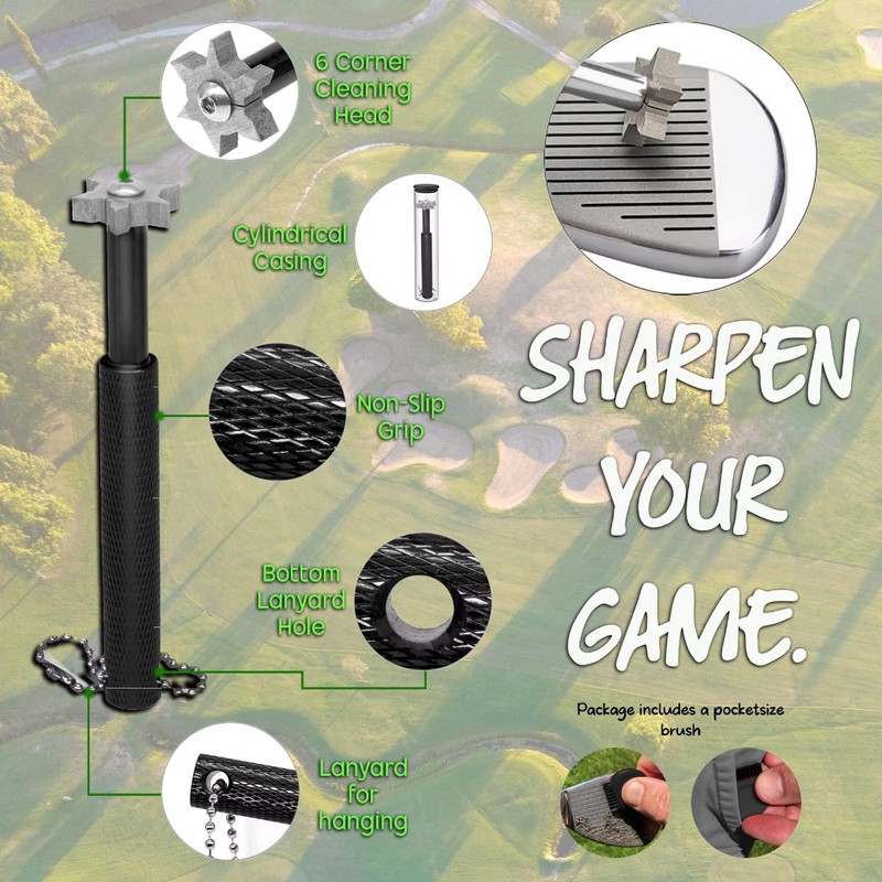 Golf Club Groove Sharpener Tool – 6-Head Cleaner for Wedges