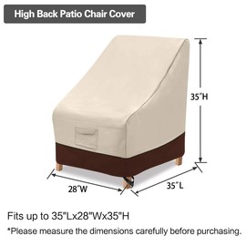 Vailge Vailge High Back Patio Chair Cover,Waterproof Outdoor Chair Covers,600D Heavy Duty High-Back Chair Outdoor Patio Furniture Cover - (2 Pack - 35" L x 28W x 35" H, Beige & Brown)