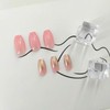 Pink Press on Nails Short Coffin Fake Nails Glitter Glue