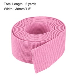sourcing map Twill Wide Elastic Band Double-Side 38mm(1 1/2 inch) Flat 2 Yard Woven Elastic Band Knit Elastic Spool Heavy Stretch Strap Pink for Sewing, Waistband