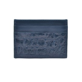 Seajure Navy Croc Embossed Leather Card Holder, navy, Modern