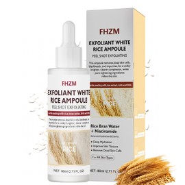 White Rice Exfoliant Ampoule,Deep Pore Cleansing and Gentle Scrub,Face and Body Exfoliant for All Skin Types (White)