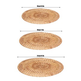 ANKROYU Anti-Slip Round Woven Placemats, Round Rattan Braided Table Mats, Braided Placemats, Heat Resistant(#01 16cm)