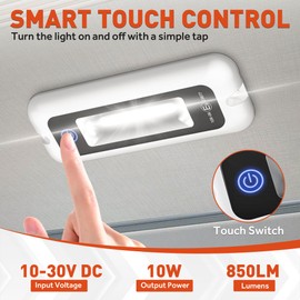 6 Inch RV Lights Interior with Smart Touch Control, LED Utility Awning Light White 6000K, IP68 Waterproof Aluminum for RV Trailers Travel Campers Cabinet SUV Truck MPV Hallway