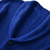 Men's Shawl Collar Cardigan Sweater - Cable Knit, Button-Up, Merino
