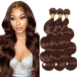 Raivide Color 4 Bundle Dark Brown Body Wave Human Hair Bundles Brazilian Chocolate Brown Bundles Human Hair 12 14 16 Inch Color 4 Brown Body Wave Bundle