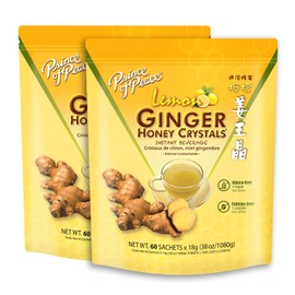 Prince Of Peace Instant Ginger Honey Crystals with Lemon, 60 Sachets - Pack of 2 – Instant Hot or Cold Beverage That Soothes Throat – Easy to Brew – Drink Like a Tea – Gluten Free – Real Ginger