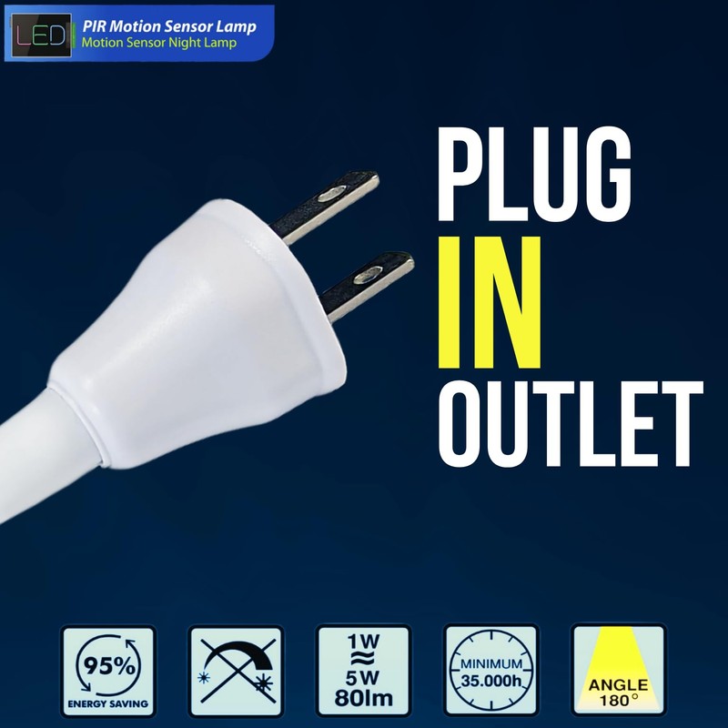 MaxFagell Motion Sensor Bright LED Night Light 6W 6500K Plug