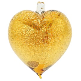 GlassOfVenice Murano Glass Heart Christmas Ornament - Golden Brown