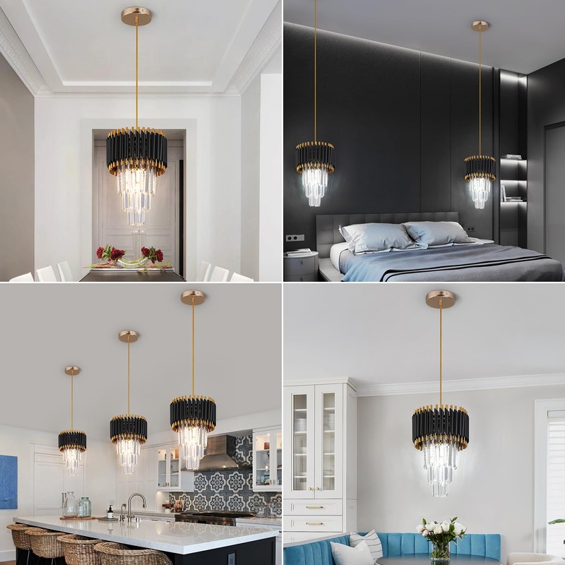 Kaniker Crystal Chandelier Gold Pendant Light Fixtures Modern Round Crystal