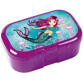 Lutz Mauder 10814 Small Lunch Box Glitter Mermaid for Children Perfect for Sea Animals Fans Snack Box Size: 10.5 x 4.2 x 6.6 cm Mermaid Lunch School Primary School