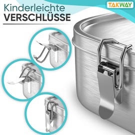 TAKWAY Personalisierte Edelstahl Brotdose mit Namen & Motiv 800ml | Auslaufsicher | Bento Box mit Unterteilung variabel | Jausenbox Brotbox Kindergarten Kita Schule (Personalisiert, 3-Fächer)