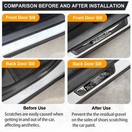 DREOOCAR 4Pcs Stainless Steel Door Sill Protector Cover Guard Sills Protector Car Door Entry Guard Decoration Anti-Scratch Door Sill Scuff Plate Universal for Car Truck SUV Black