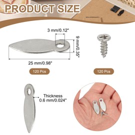 uxcell 120pcs Picture Frame Backing Clips, 0.98" Photo Frame Turn Buttons Fasteners Hardware Corner Clip with 120pcs Screw for Hanging Pictures Craft Drawings, Melon-Seed Shaped Silver