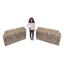 Fun Express Flat Hay Bale Stand-Ups for Christmas - Holiday Party Decor Floor Displays & Festive Celebrations - Ideal Christmas Parties & Holiday Décor - Perfect for Indoor & Outdoor Use - 2 Pieces