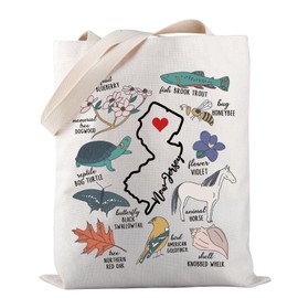 PWHAOO New Jersey Merchandise Tote Bag New Jersey Travel Tote Bag New Jersey State Vacation Gift New Jersey Lover Gift, New Jersey Tote