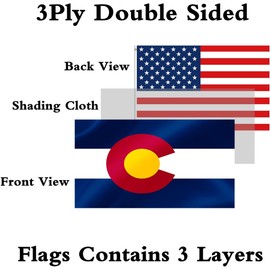 ACWIPT 2 in 1 Colorado State and America USA Boat Motorcycle Truck Flag 12x18inch,220D Durable Nylon US Boats Flag,Colorado CO Boat Flags with 2 Brass Grommets.