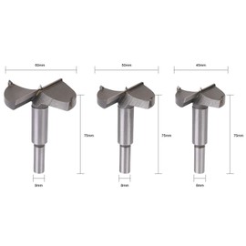 Flintronic dowel drill bits, wood drill bits, Forstner drill bits, flat bottom blind hole bit set, Forstner drill cutter, round shank - wood tools