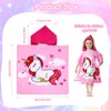 Uryxery Kids Hooded Poncho Towel - Pink Unicorn, 23.6×47.2in (60×120cm)
