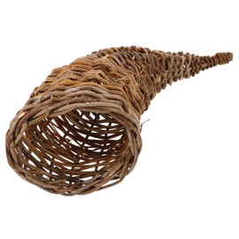 Toddmomy Cornucopia Basket, Horn of Plenty Basket for Table Centerpiece Rattan Storage Basket Decorative Fruit Basket Snack Basket for Autumn Fall Thanksgiving Decor