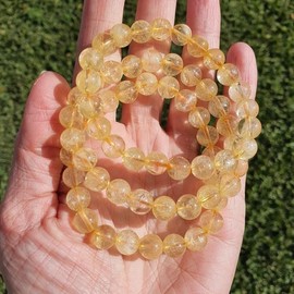 Natural Polished Grade A++ Genuine Gemstone Bead Healing Crystal Bracelets Choose from 40 Types Stone - Crystal Type: Citrine (8mm)