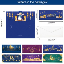 DPKOW Eid Money Envelopes Wallets Ramadan Eid Gifts, 12 Pack Eid Mubarak Money Wallets for Cash Gifts Ramadan Mubarak Money Envelopes Wallets Eid Muslim Islam Money Envelopes Wallets, Multicoloured