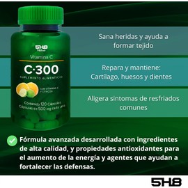Nutrition | C300 Vitamina C | Suplemento Alimenticio | Contiene Cítricos | Fortalecimiento del Sitema Inmune | Fórmula Avanzada | 120 Cápsulas, 300 mgs De Vitamina C Por Porción para 4 meses