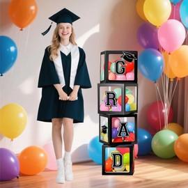 Heyigrow Graduation Decorations 2025 Light Boxes Set GRAD Bachelor Party Supplies for Collage High School Celebration (No Balloons, Black)